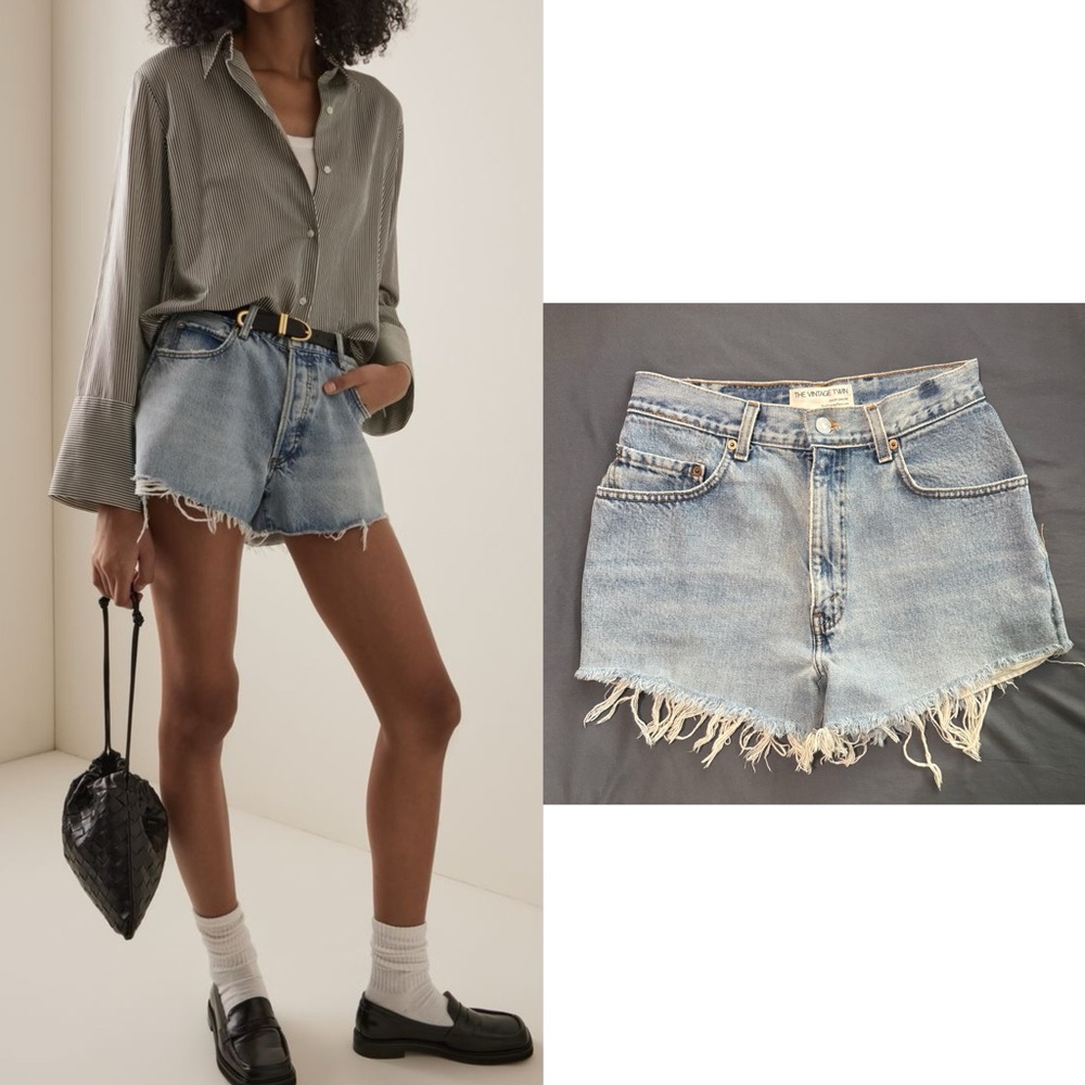 Levi's Blue Jean Shorts Distressed Frayed Hem